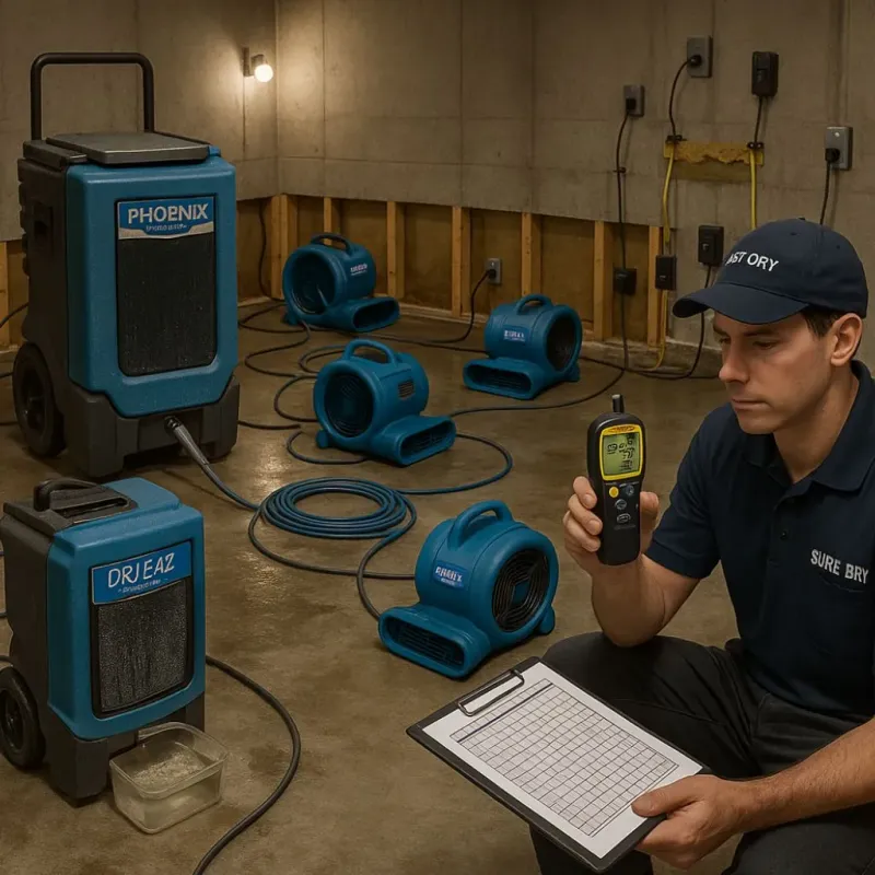 Structural Drying and Dehumidification process in Poteau, OK